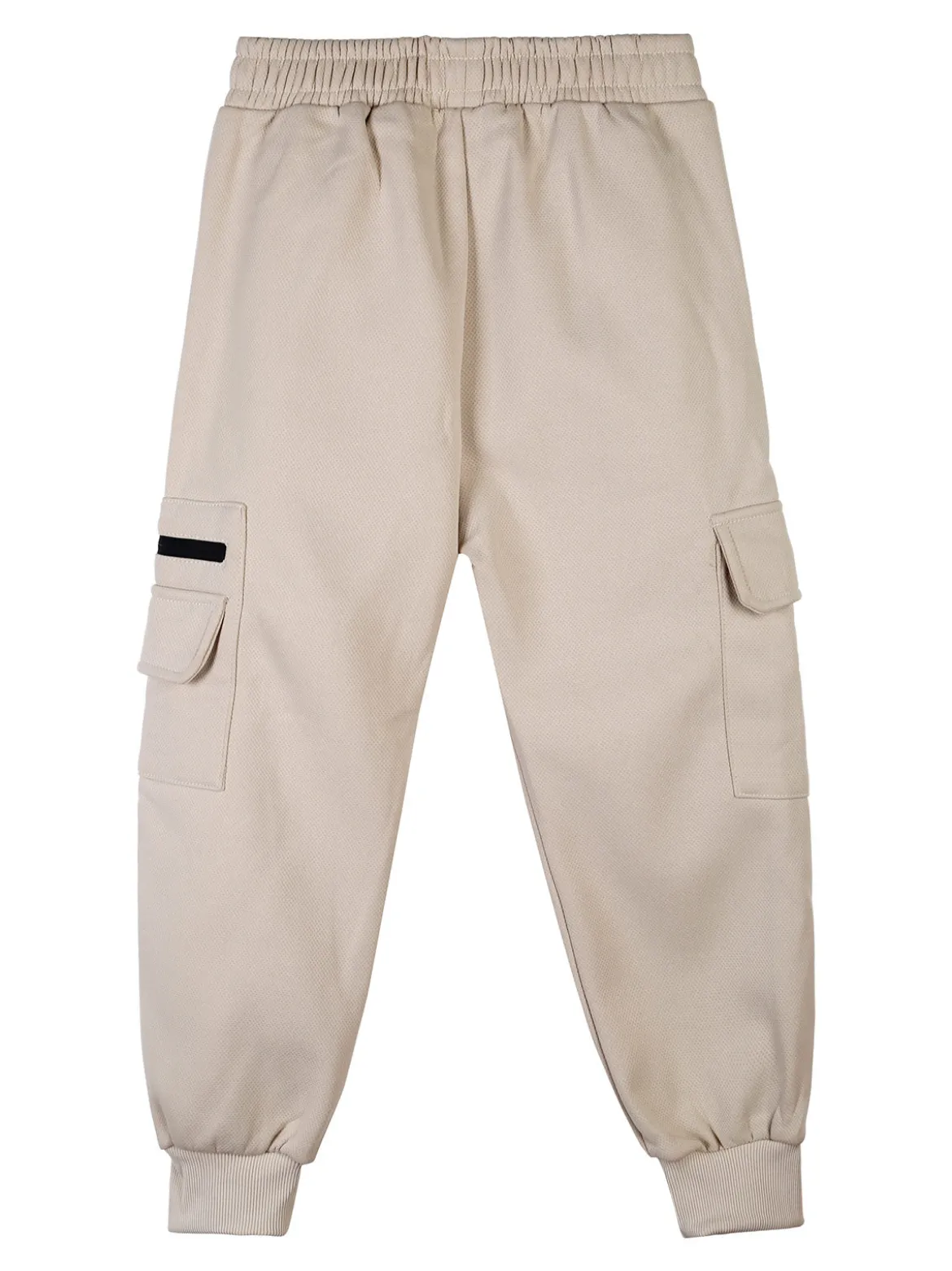Re Panda Pantaloni cargo da bambino con polsini e interno felpato - beige