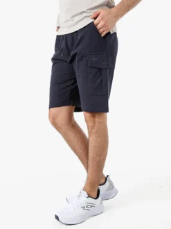 Rifle Bermuda da uomo in felpa con tasconi laterali - blu scuro