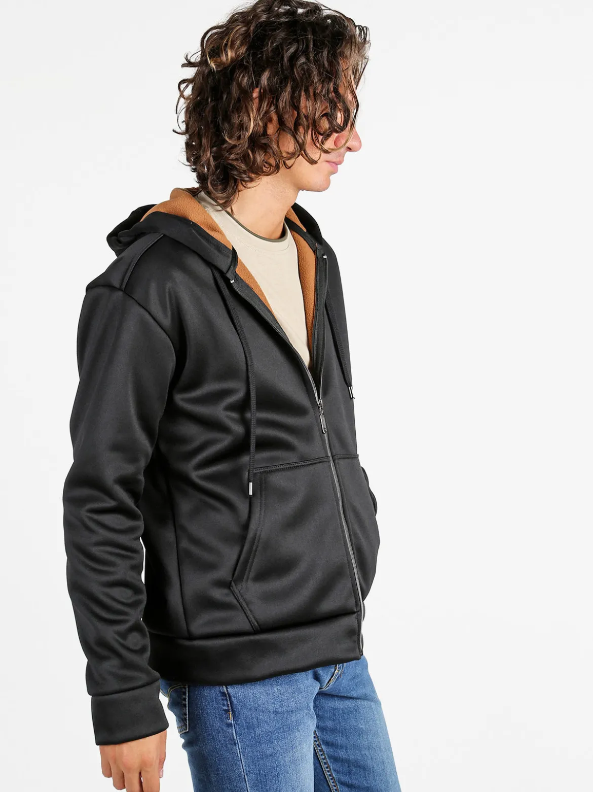 Rifle Felpa giacca da uomo con cappuccio e zip - nero