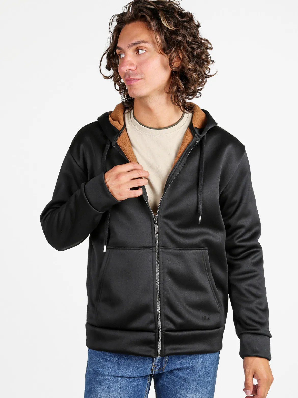 Rifle Felpa giacca da uomo con cappuccio e zip - nero