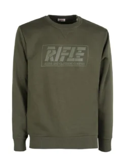 Rifle Felpa girocollo da uomo con logo - oliva