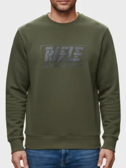 Rifle Felpa girocollo da uomo con logo - oliva
