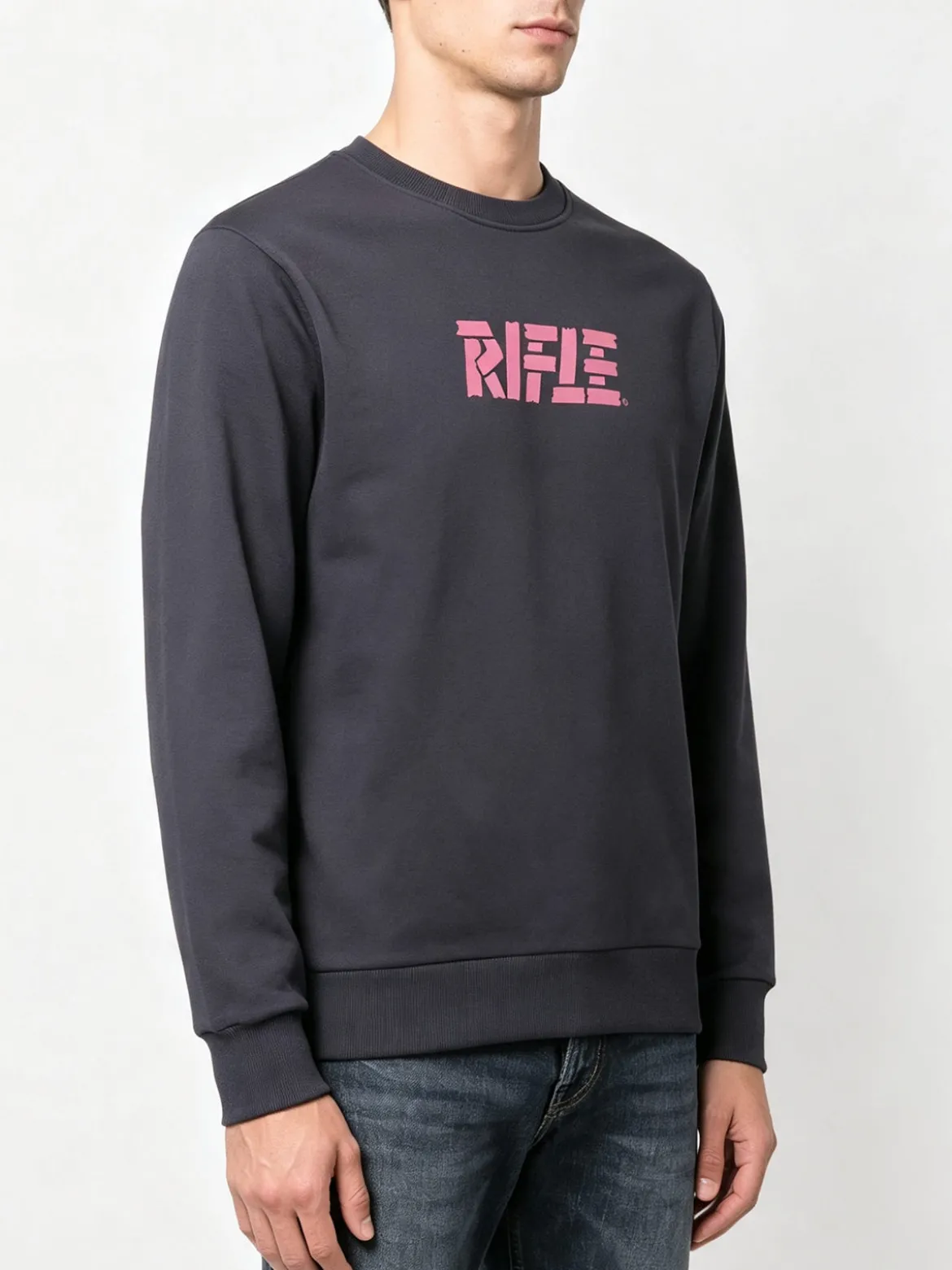 Rifle Felpa girocollo da uomo invernale con logo - nero