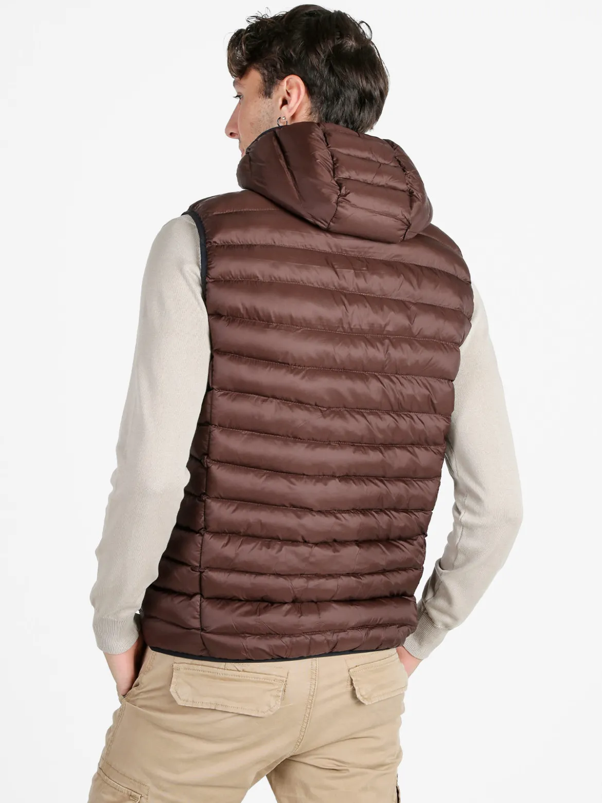Rifle Gilet da uomo imbottito con cappuccio - moro