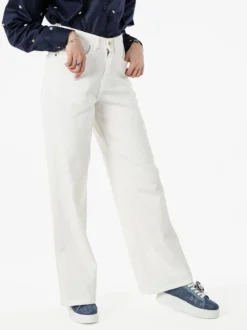 Rifle Pantaloni donna jeans a gamba larga - bianco