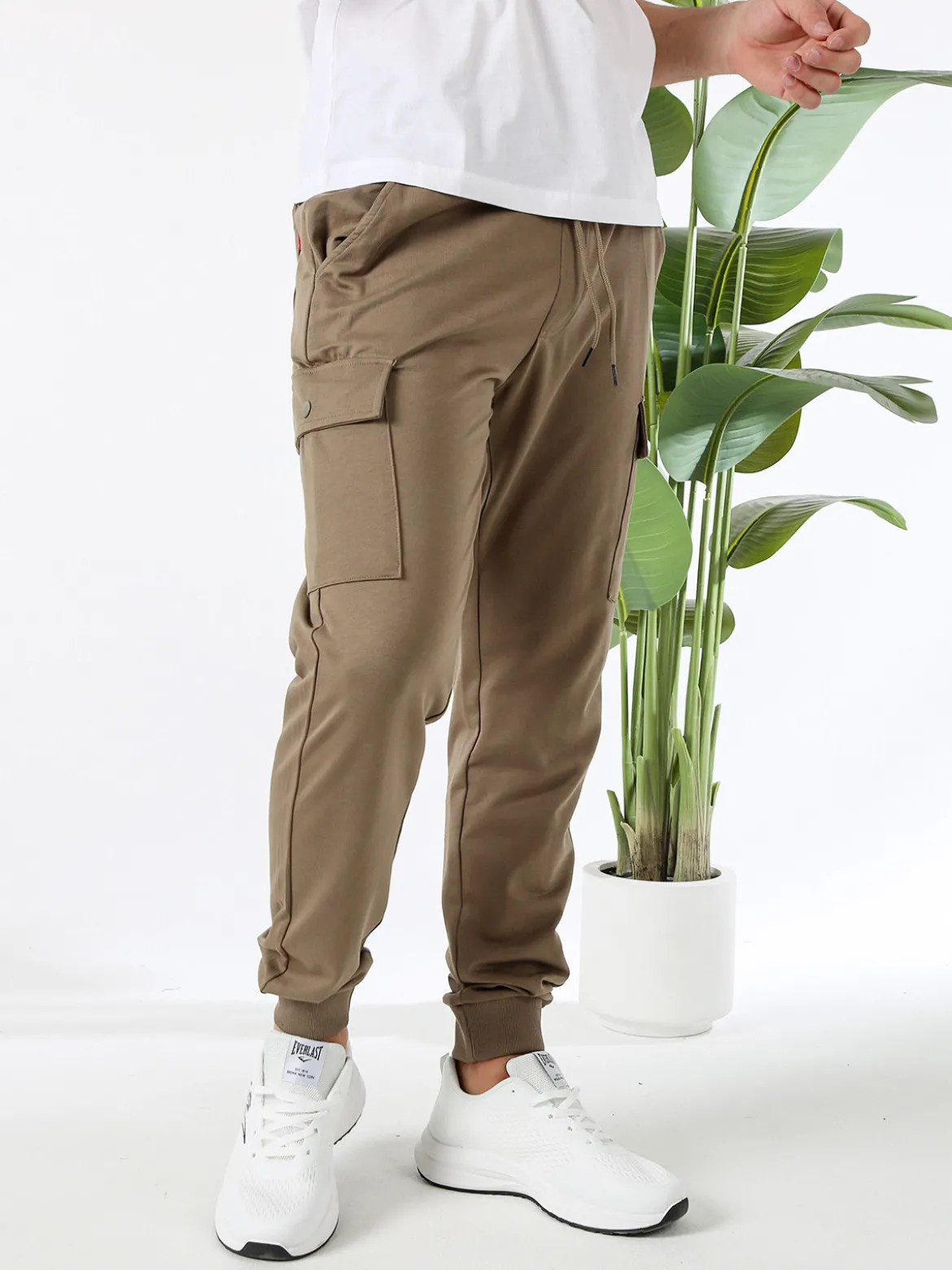Rifle Pantaloni sportivi da uomo in cotone con tasconi laterali - militare