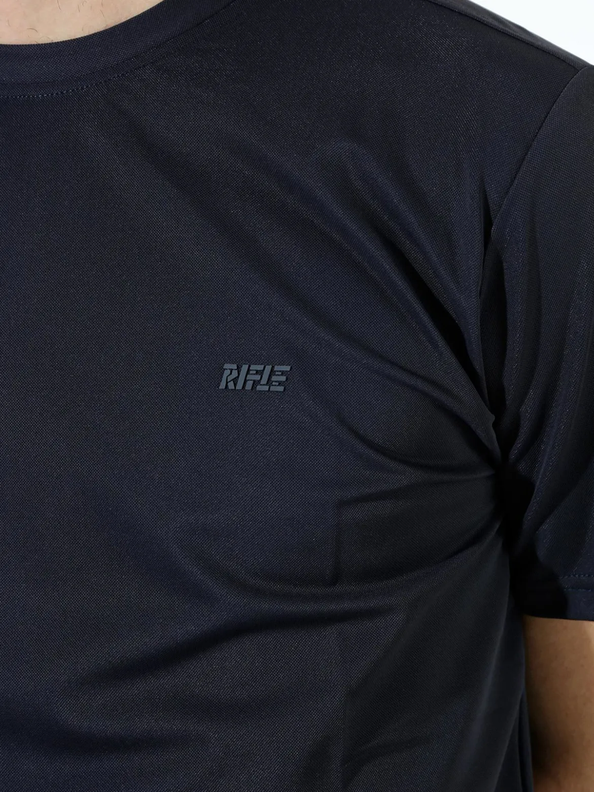 Rifle T-shirt girocollo da uomo in tessuto tecnico - blu scuro
