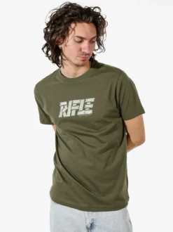 Rifle T-shirt in cotone da uomo con logo - militare