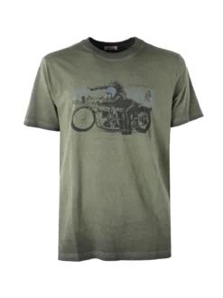 Rifle T-shirt in cotone da uomo con stampa - militare