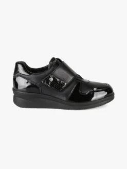 Riposella Scarpe in pelle da donna con fascia a strappo e zeppa