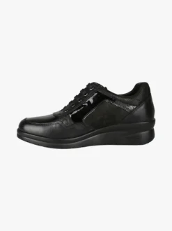 Riposella Sneakers donna in pelle con zeppa - nero
