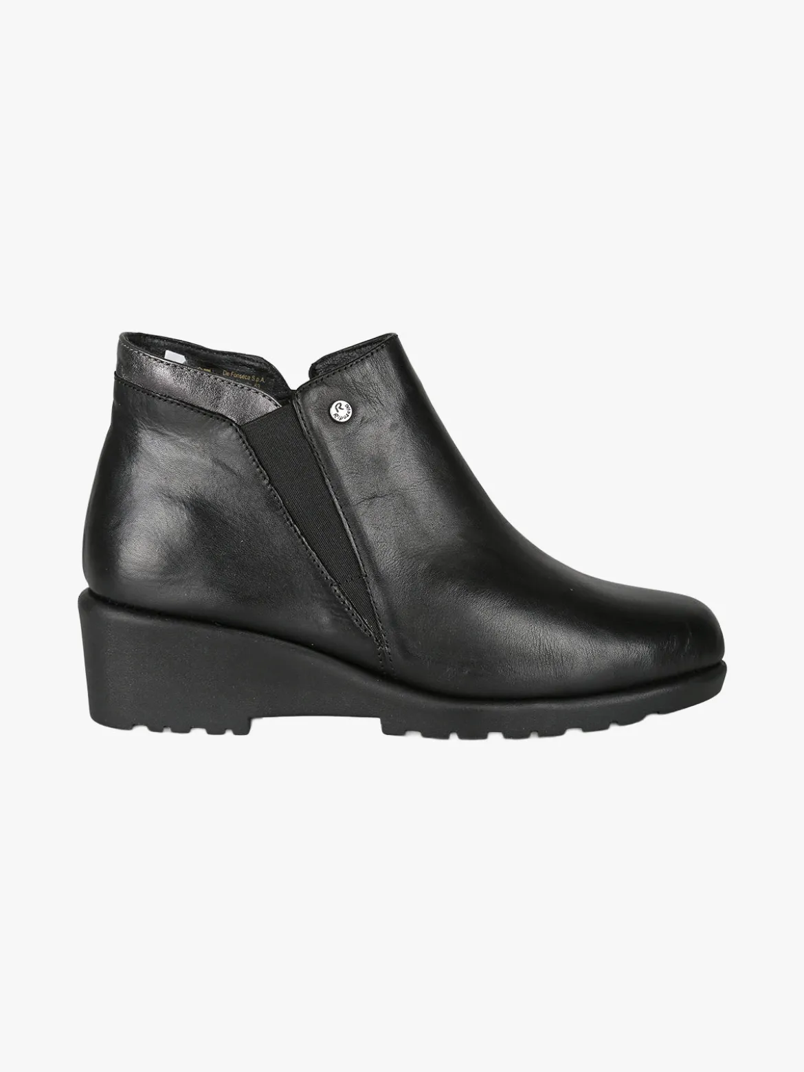 Riposella Stivaletti donna in pelle con zeppa - nero