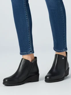 Riposella Stivaletti donna in pelle con zeppa - nero