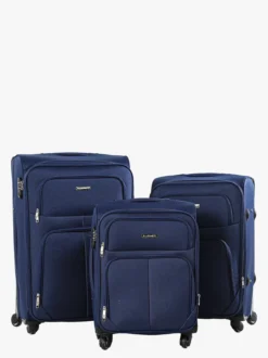 R.Leone Set di valigia 3 pezzi semirigide a 4 ruote - blu scuro