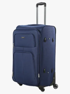 R.Leone Valigia grande 4 ruote semirigida in tessuto - blu scuro