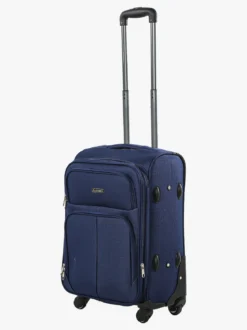 R.Leone Valigia piccola 4 ruote semirigida in tessuto - blu scuro