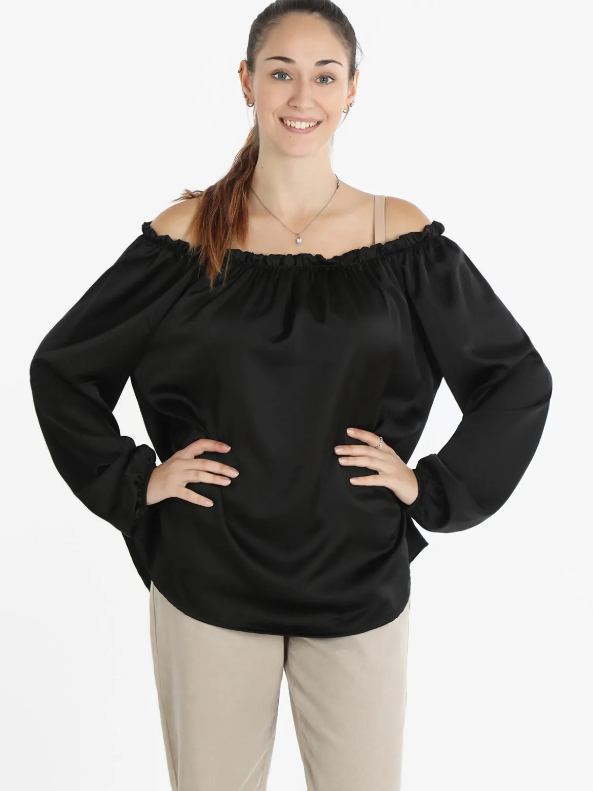 Rlinea Blusa donna effetto raso