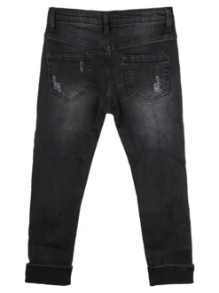 Run Boy Jeans da bambino con strappi - nero