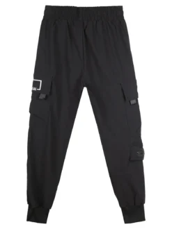 Run Boy Pantaloni cargo da ragazzo con polsini e coulisse - nero