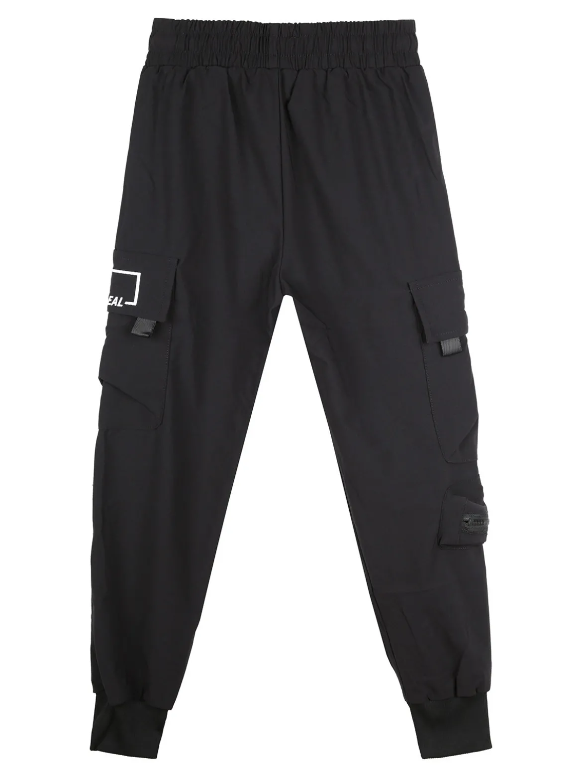 Run Boy Pantaloni cargo da ragazzo con polsini e coulisse - nero