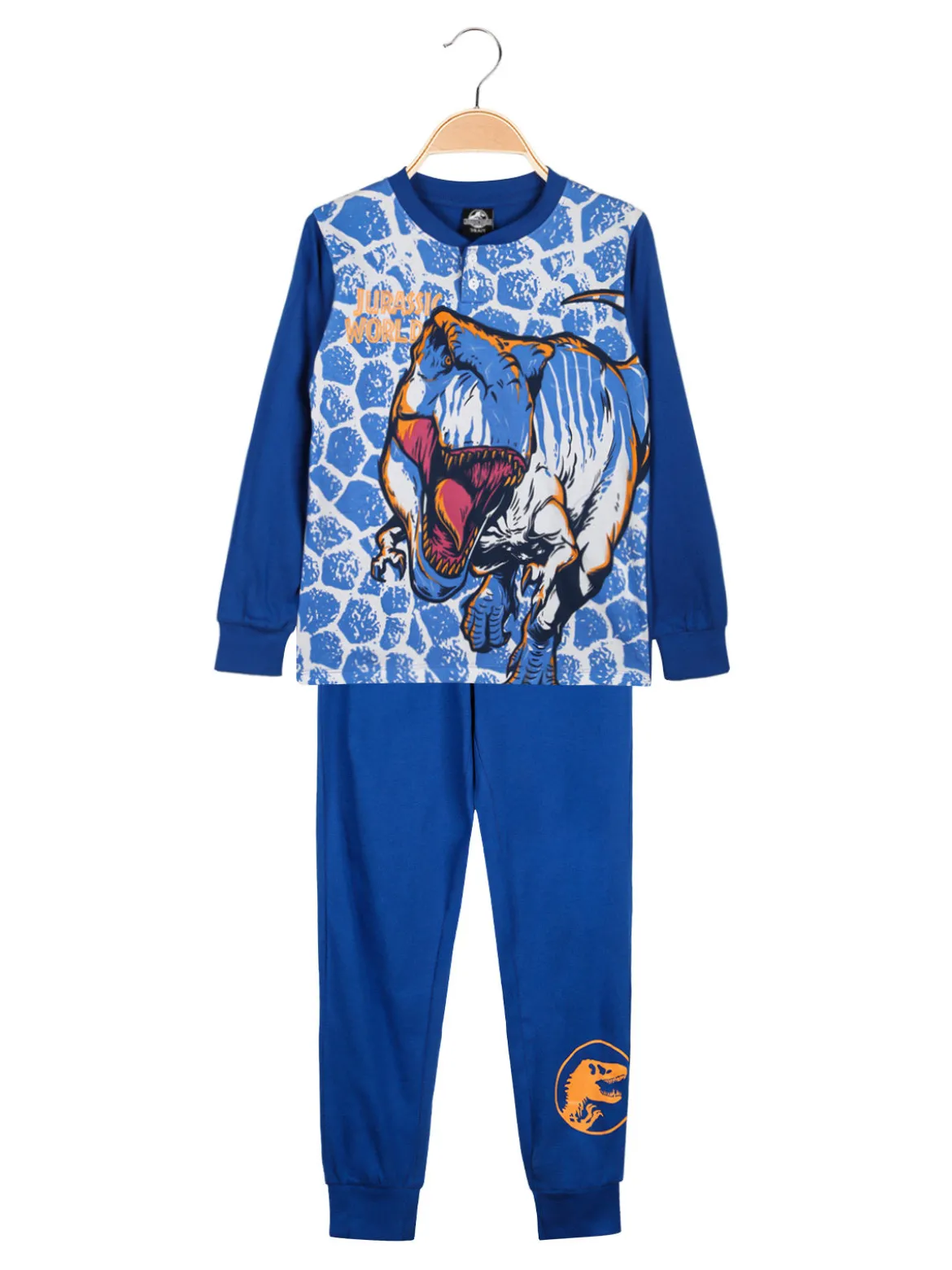 Sabor Jurassic world pigiama lungo da bambino in cotone - blu