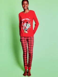 Sabor Minnie pigiama natalizio donna in cotone - rosso