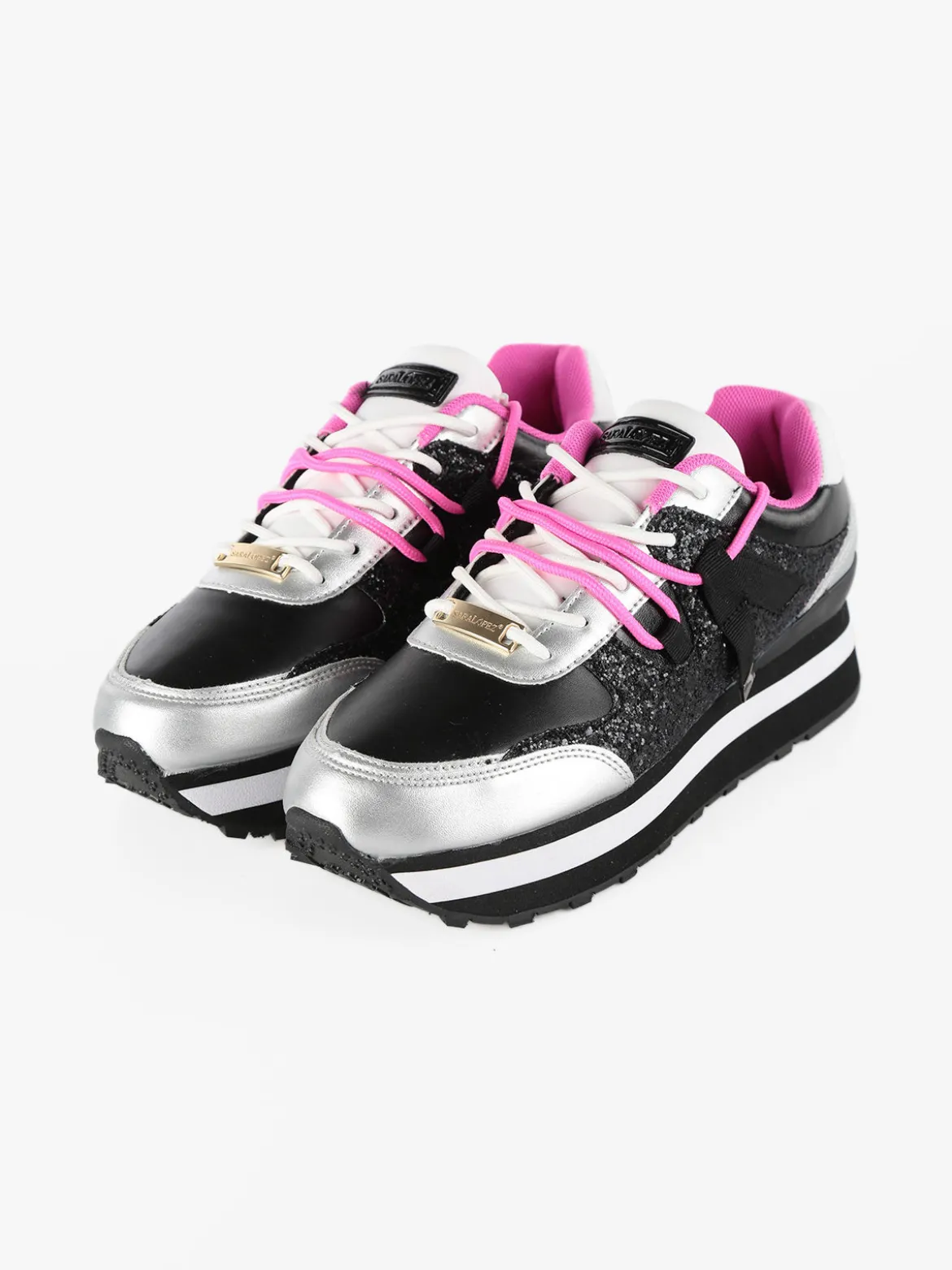 Saralòpez Sneakers stringate con strass da donna