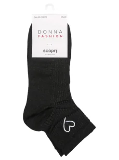 Scopri Calze corte da donna cuore in filo di scozia - nero