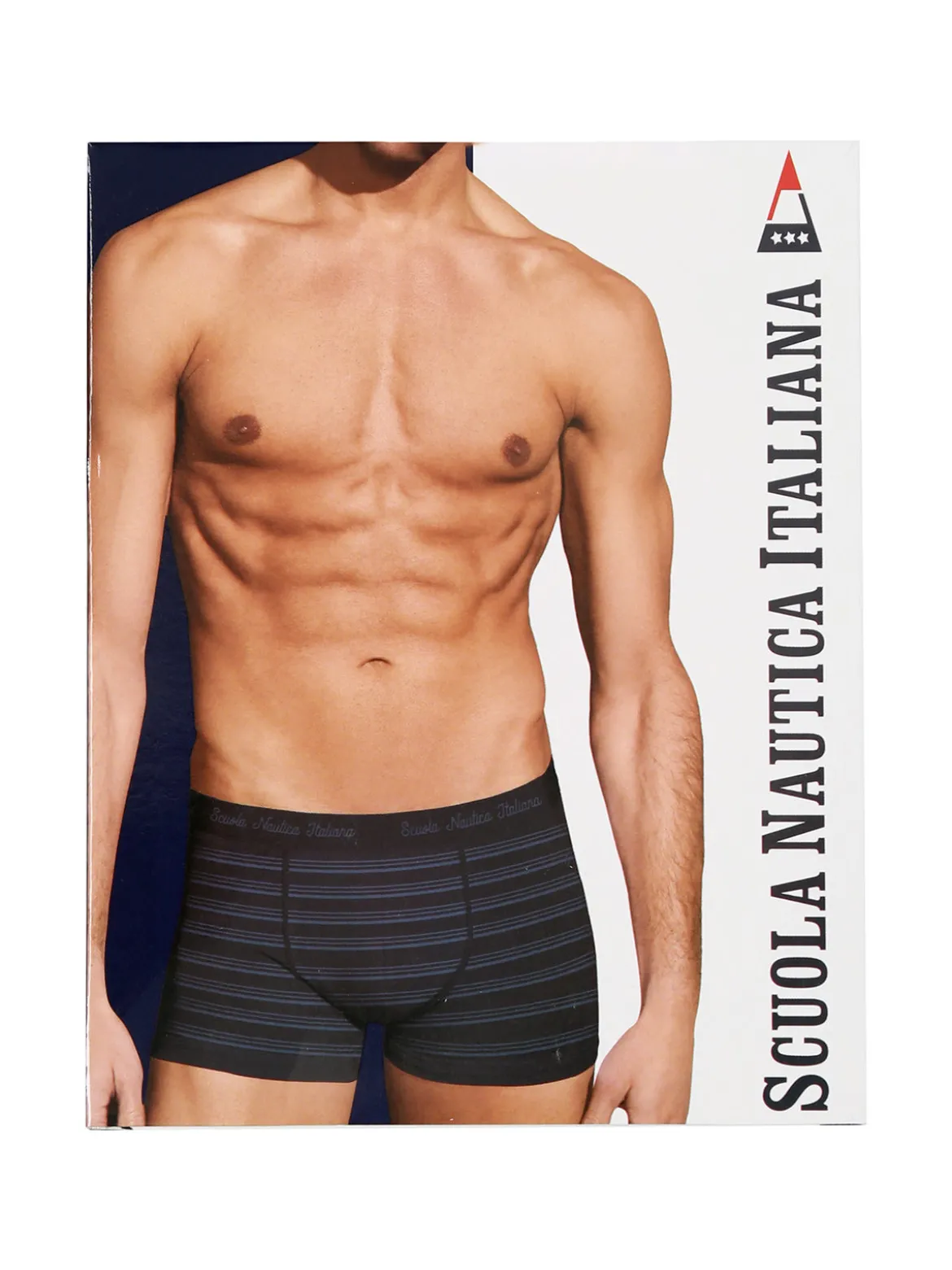 Scuola Nautica Italiana Boxer da uomo rigati in cotone stretch - nero