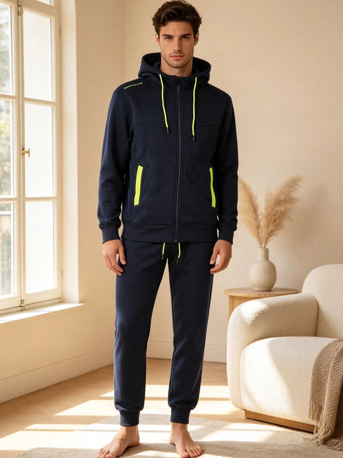 Scuola Nautica Italiana Completo tuta invernale da uomo 2 pezzi con cappuccio e zip - blu scuro