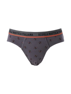 Scuola Nautica Italiana Slip da uomo in cotone elastico con stampe - grigio
