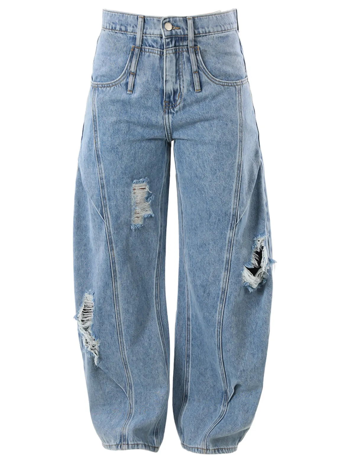 Sexy Sense Jeans donna barrel con strappi a gamba larga - jeans