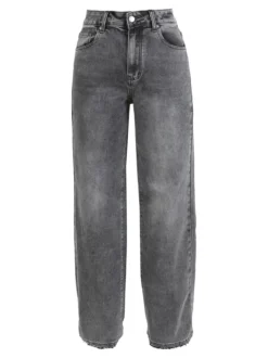 Sexy Sense Jeans donna vita alta a gamba larga - grigio scuro
