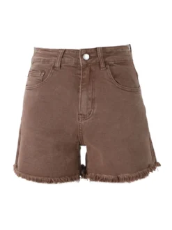 Sexy Sense Shorts donna sfrangiati a vita alta - marrone