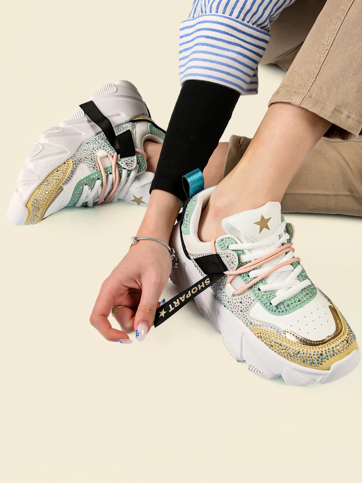 Shop Art CHUNKY AMY Sneakers donna con strass e suola alta