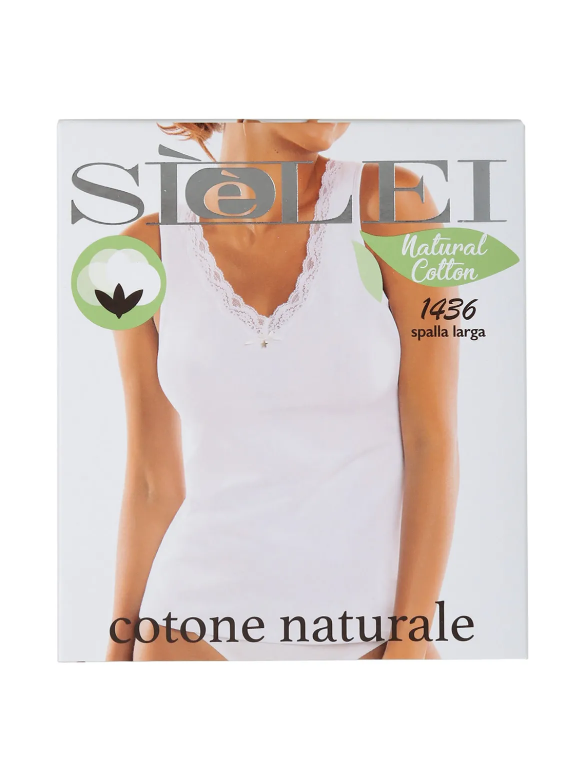 Sielei 1436 Canotta donna spalla larga in cotone bio