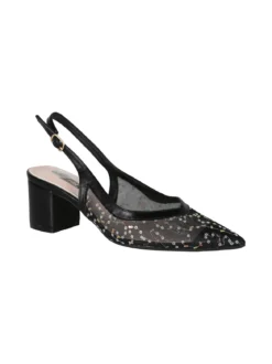 Sissi Miss Slingback donna in rete con paillettes aperte dietro - nero