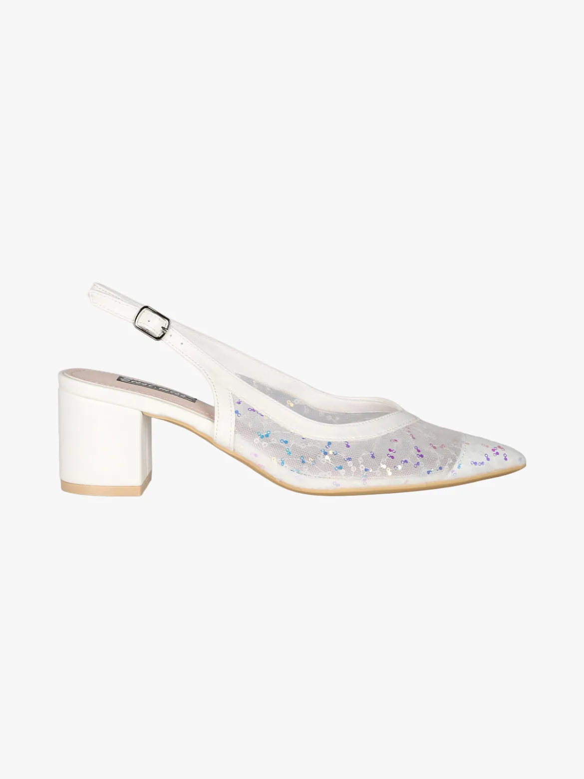 Sissi Miss Slingback donna in rete con paillettes aperte dietro - bianco