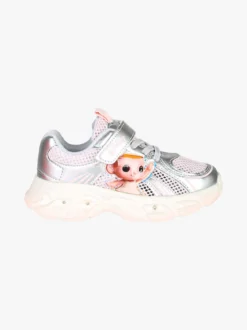 Skifidol Italian Brainrot Sneakers da bambina con luci e cinturino a strappo - argento