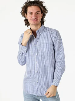 Sky Camicia a quadretti da uomo con maniche lunghe - blu