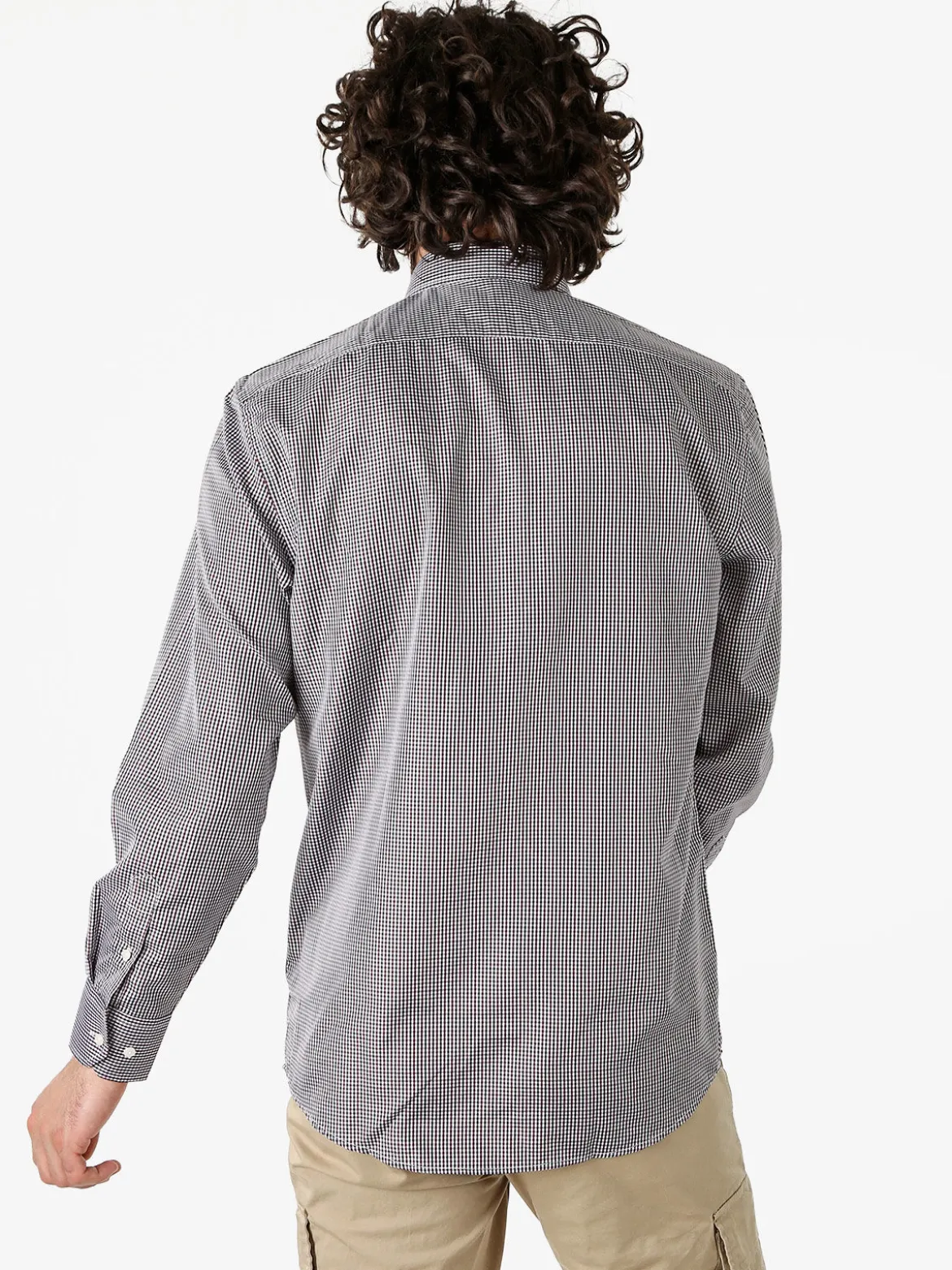 Sky Camicia a quadretti da uomo con maniche lunghe - bodeaux