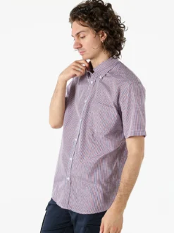 Sky Camicia da uomo a quadretti con maniche corte e taschino - rosso