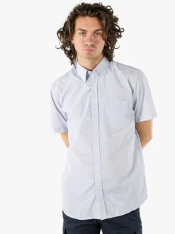 Sky Camicia da uomo a quadretti con maniche corte e taschino - blu