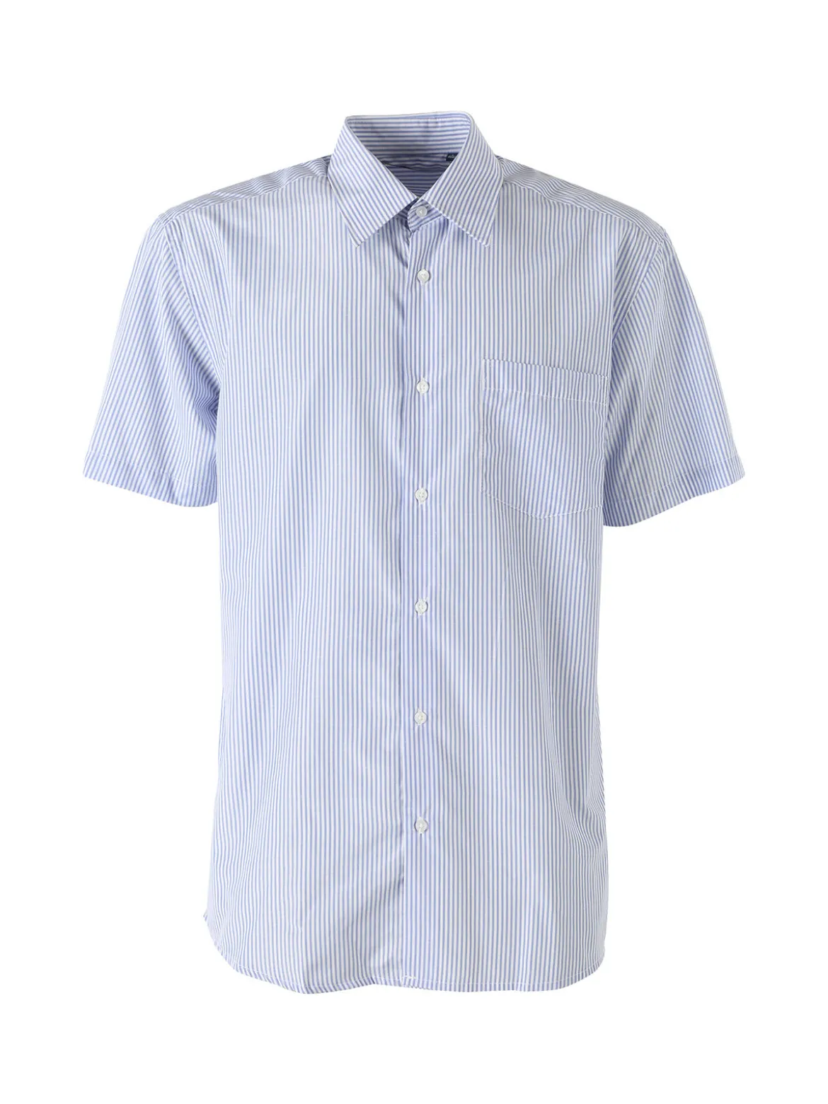 Sky Camicia da uomo rigata a maniche corte con taschino - blu
