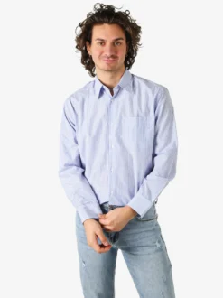 Sky Camicia rigata da uomo a maniche lunghe - azzurro