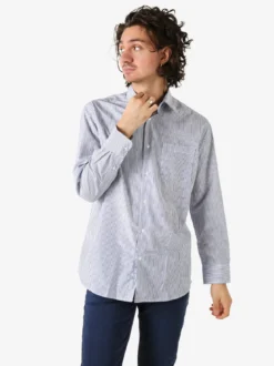Sky Camicia rigata da uomo a maniche lunghe - blu scuro