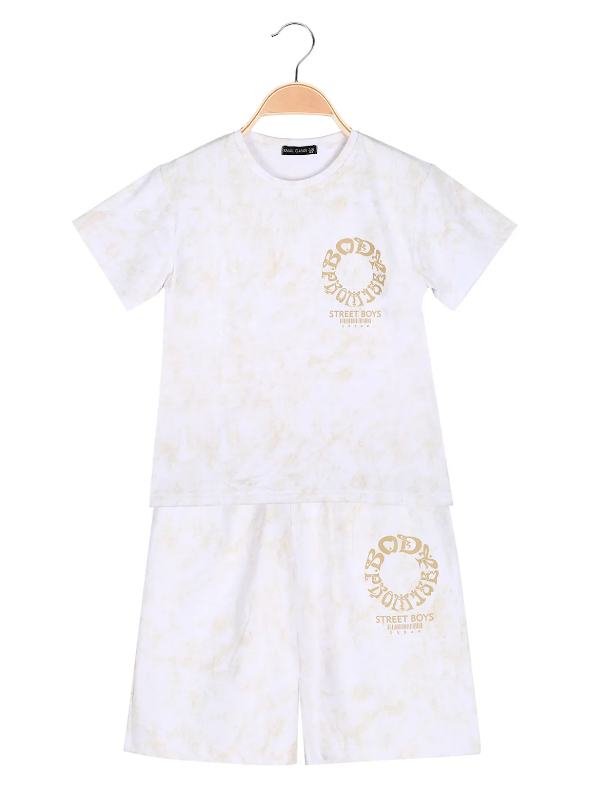 Small Gang Completo corto da bambino con t-shirt e bermuda - beige