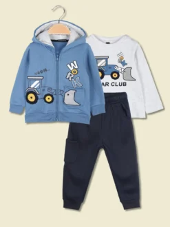 Small Gang Completo 3 pezzi da neonato con cappuccio e zip