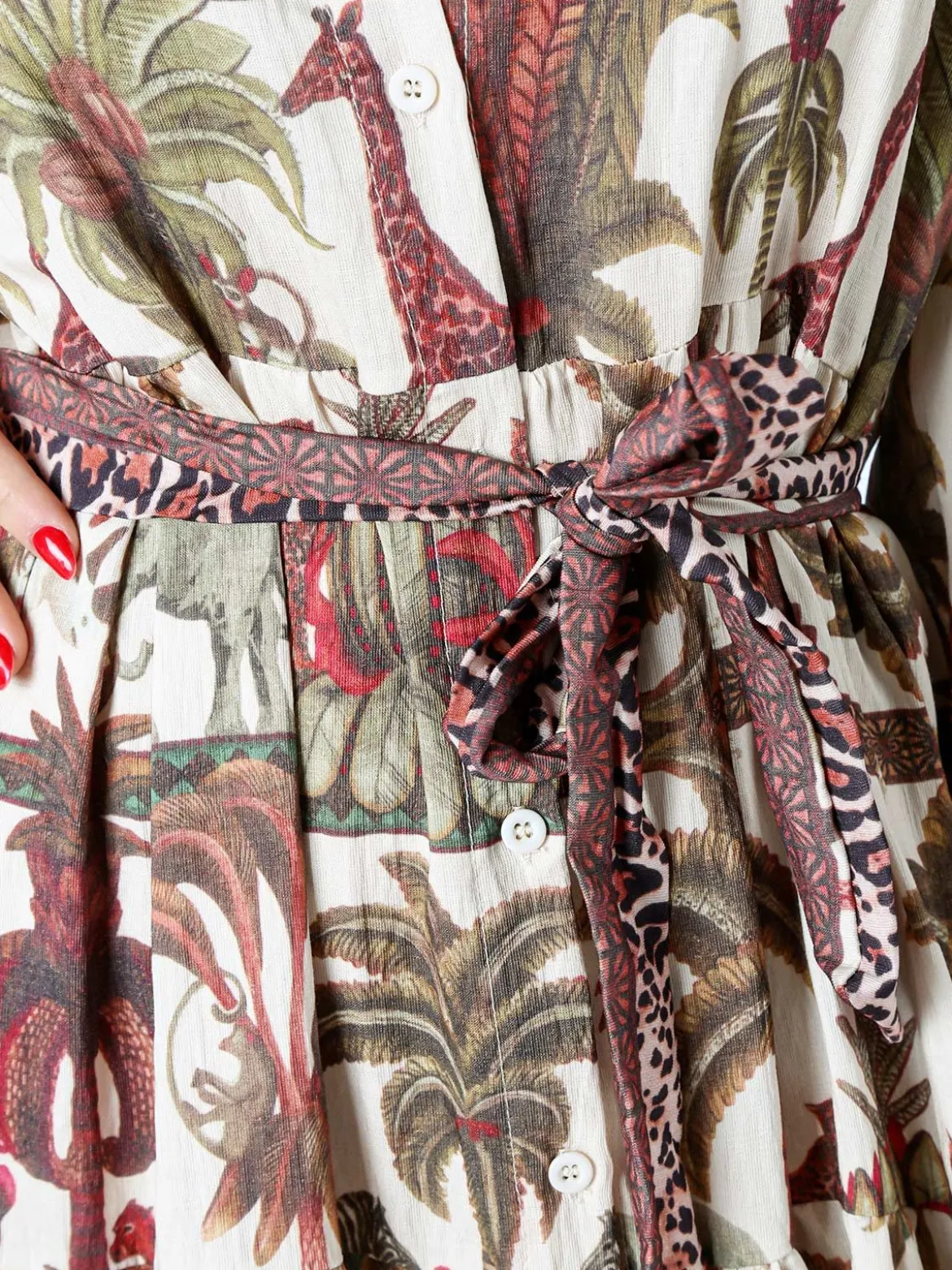 Solada Abito lungo da donna a camicia con stampe e maniche a 3/4 - rosa