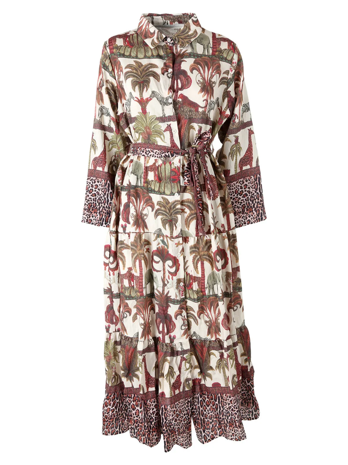 Solada Abito lungo da donna a camicia con stampe e maniche a 3/4 - rosa